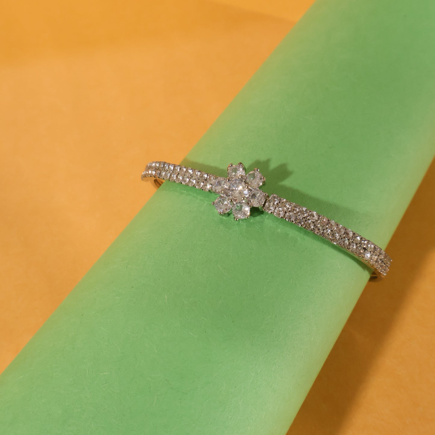 Crystal Flower Bangle