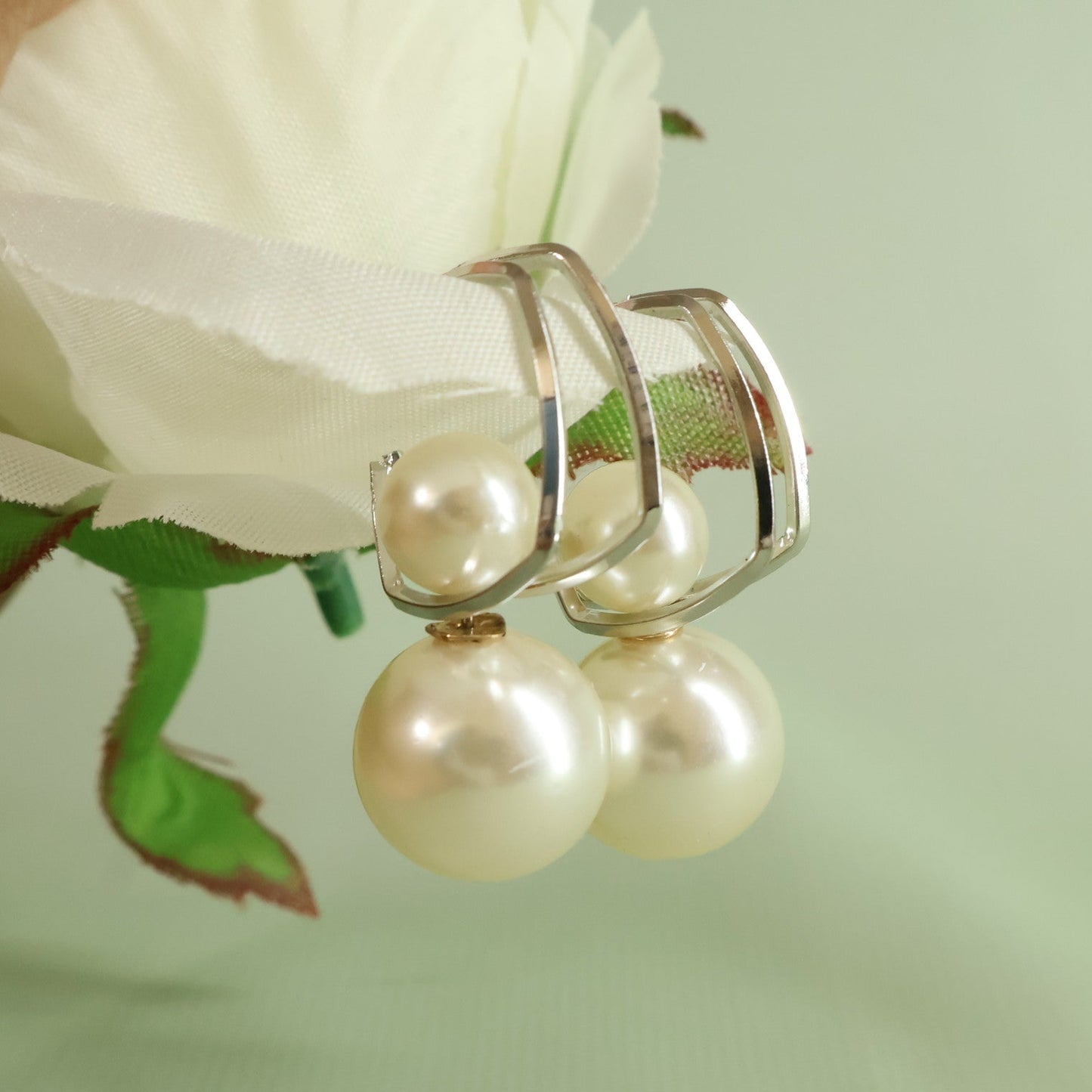 Twin Pearl Hoops