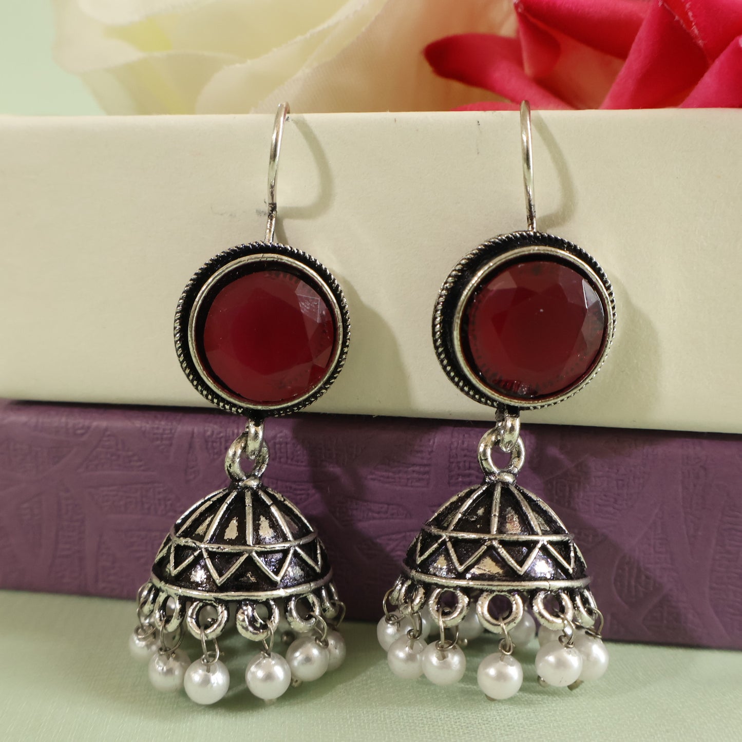 Garnet Jhumkas