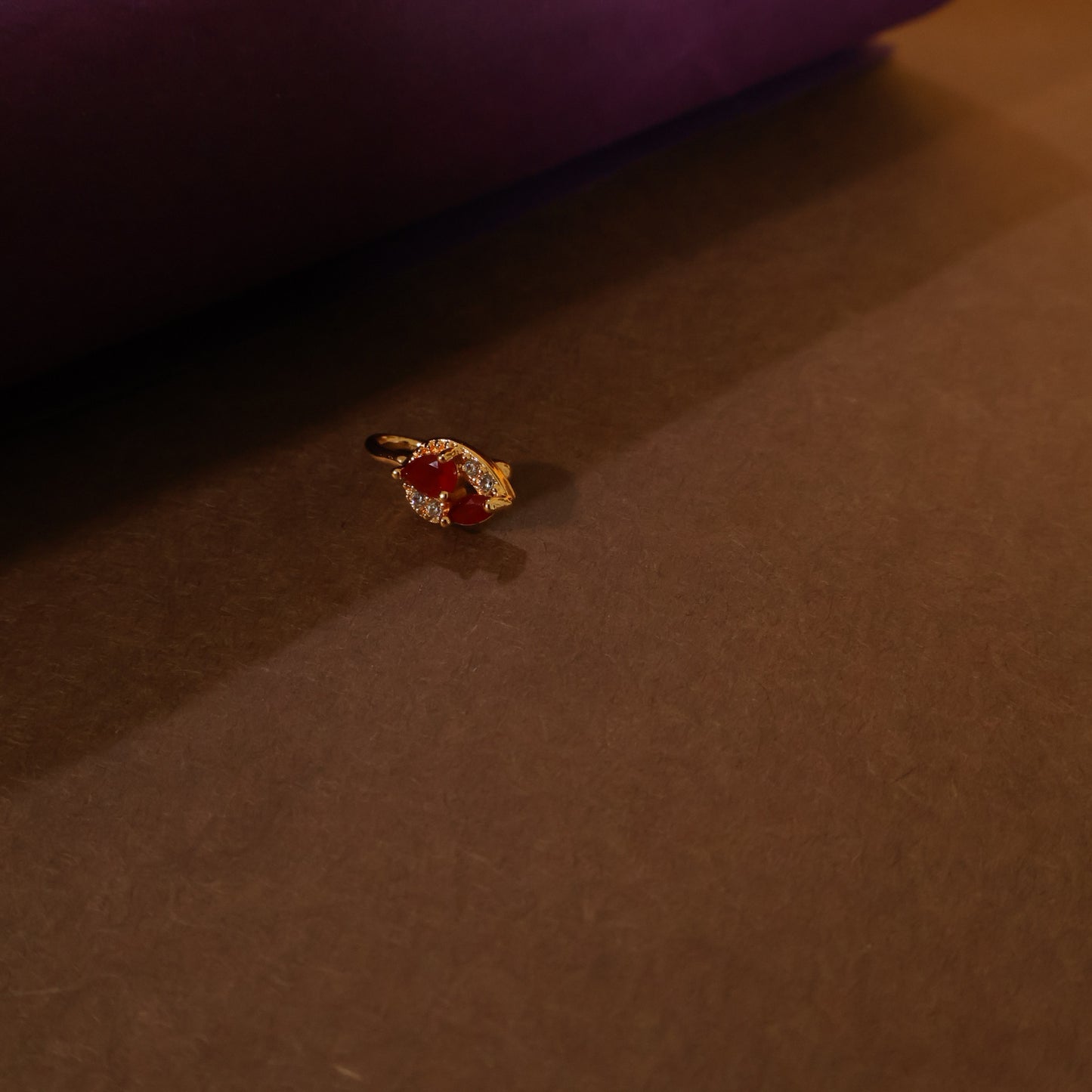 Ruby Petal  Nose Pin