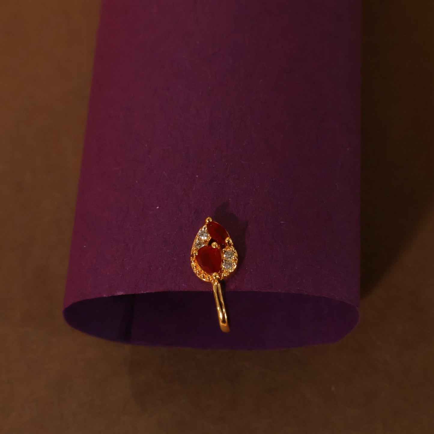 Ruby Petal  Nose Pin