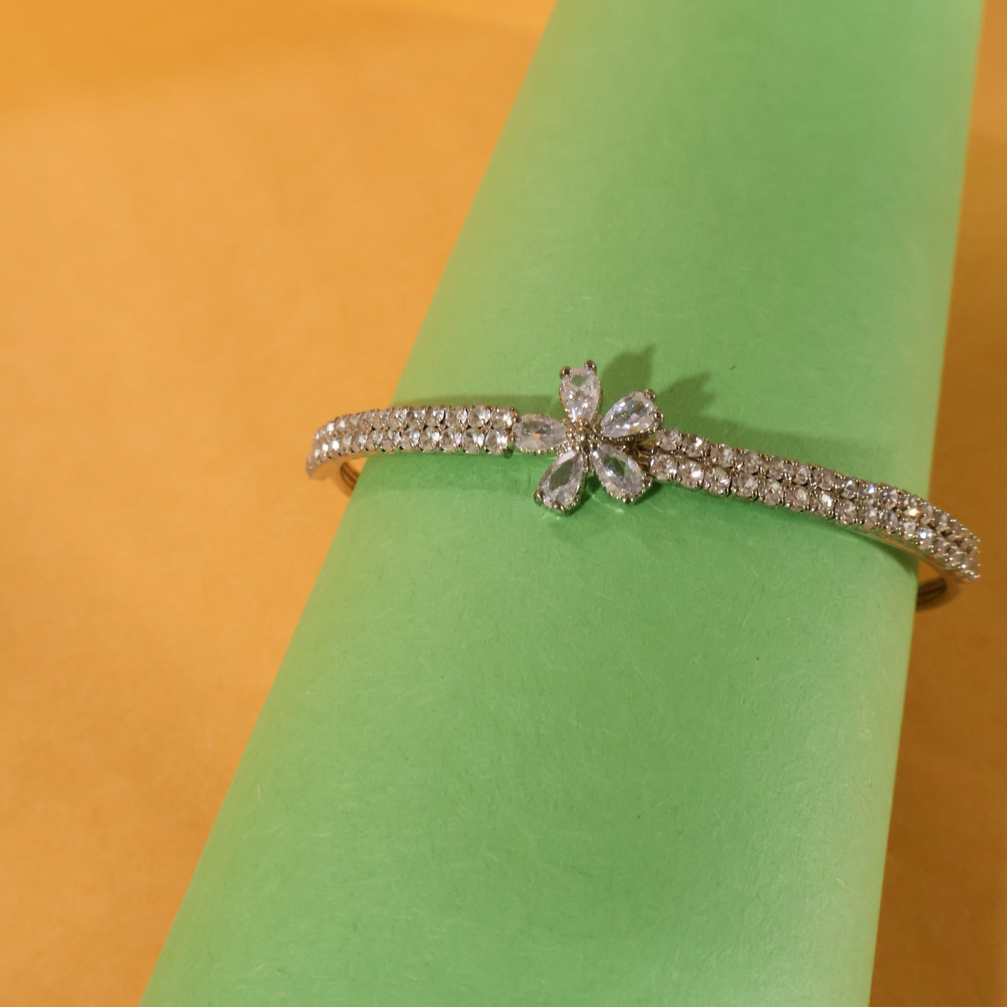 Petal Pave Open Bangle