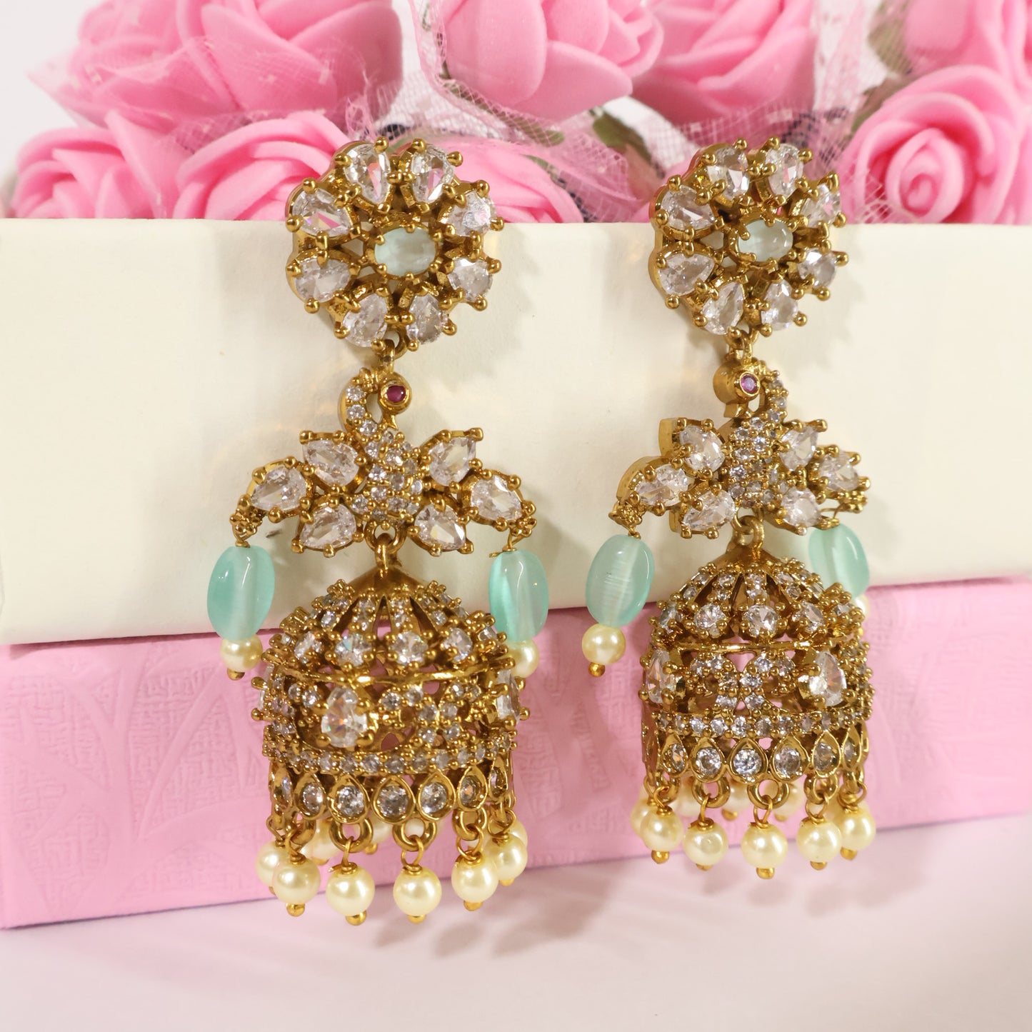 Mint Petal Jhumkas