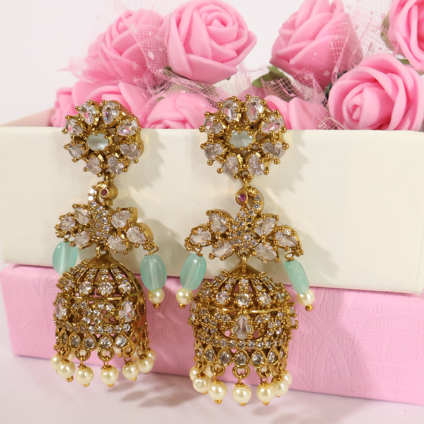 Mint Petal Jhumkas