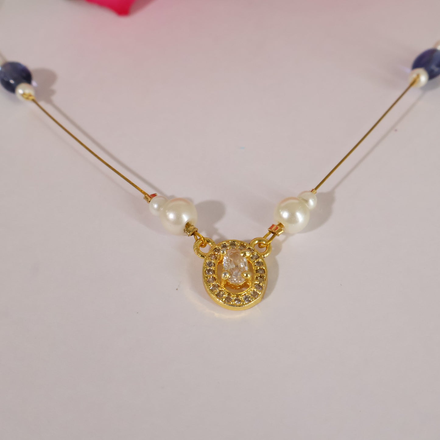 Blue Bead Pearl Choker