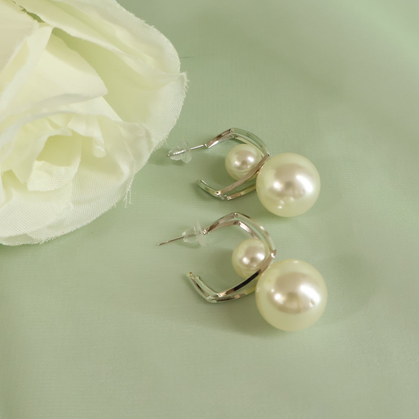 Twin Pearl Hoops