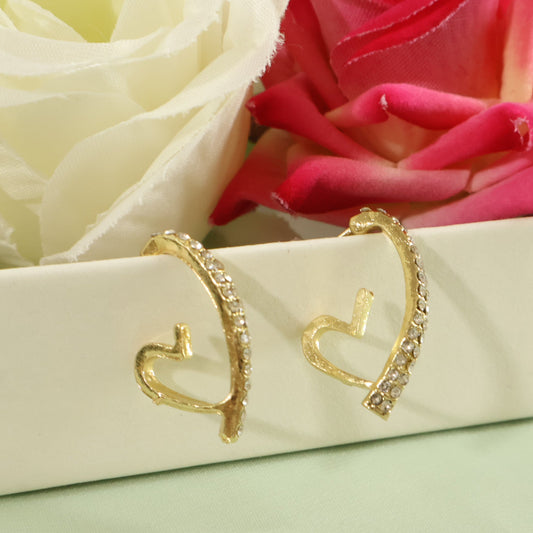 Pave Heart Hoops