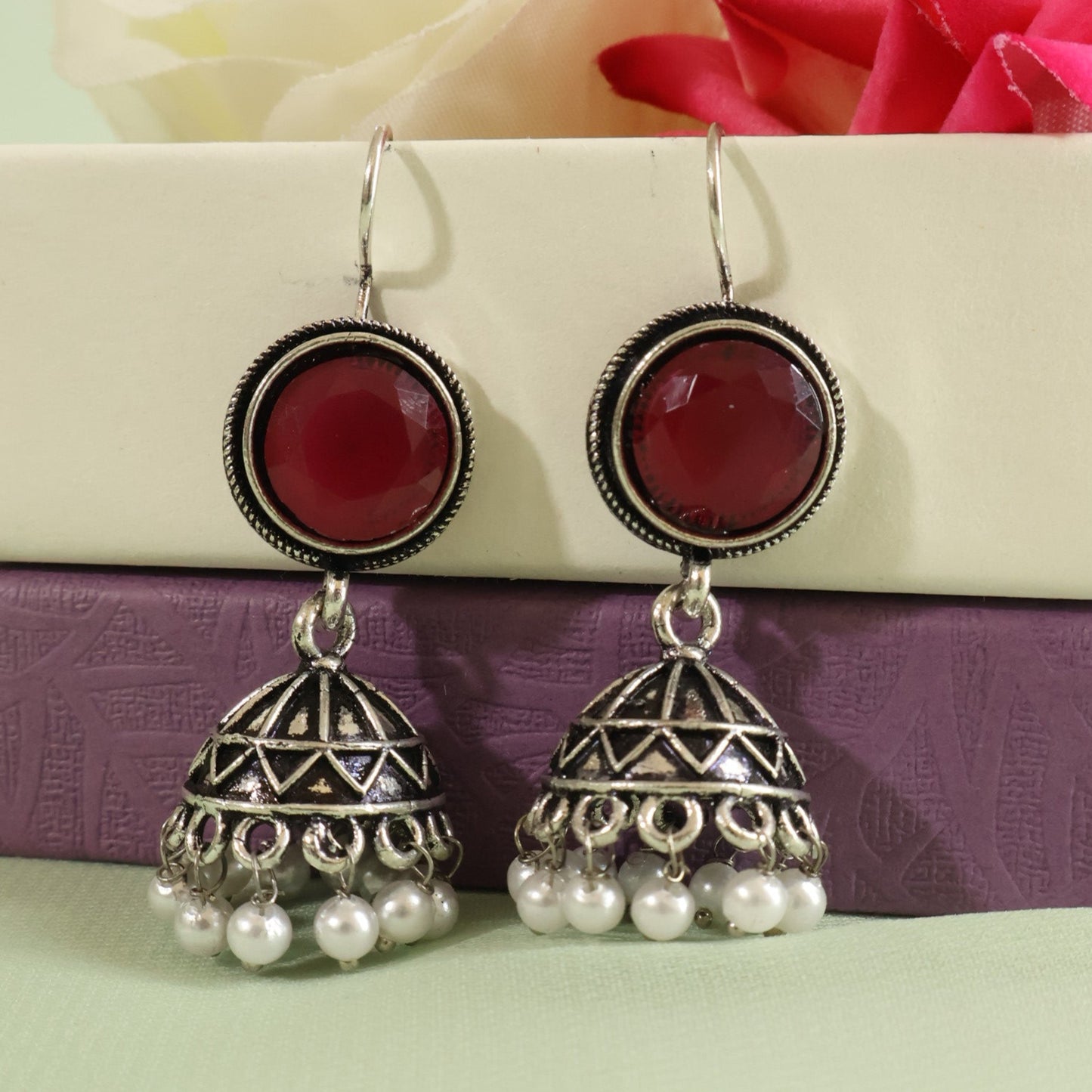 Garnet Jhumkas